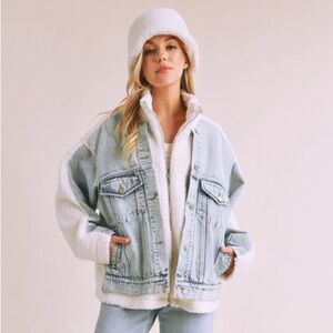 Women's Light Blue and White Jean Jacket